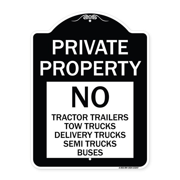 Private Property Private Property No Tractor Trailers Tow Trucks Delivery Trucks Semi, BW-1824-23247